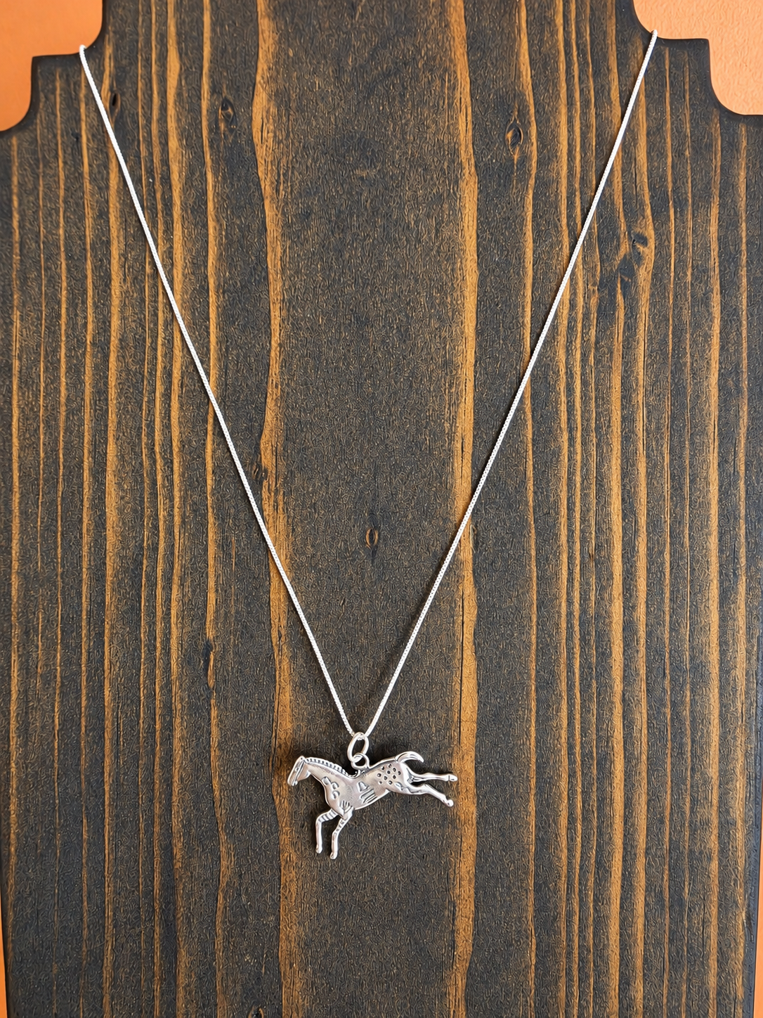 Sterling Silver Ledger Horse Necklace