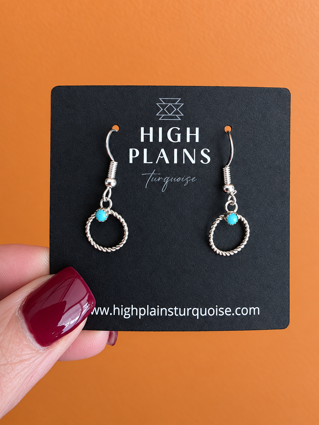 Turquoise Kissed Mini Sterling Hoops