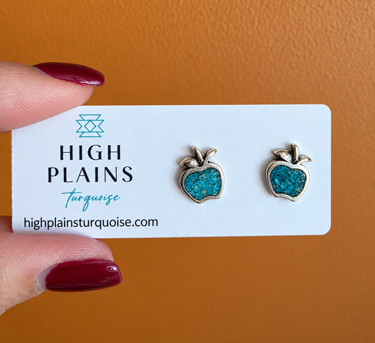 Turquoise Inlay Apple Earrings