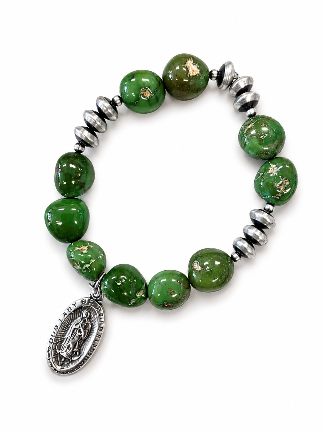 Our Lady of Guadalupe Sonoran Gold Turquoise Stretch Bracelet