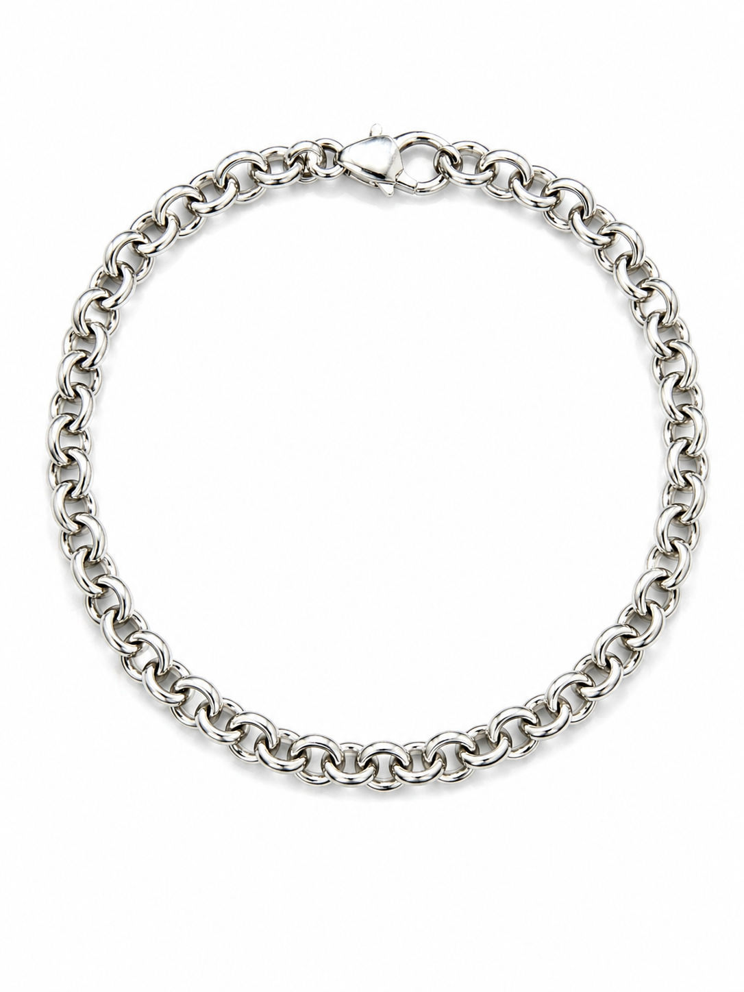 Sterling Silver Light Rolo Link Charm Bracelet