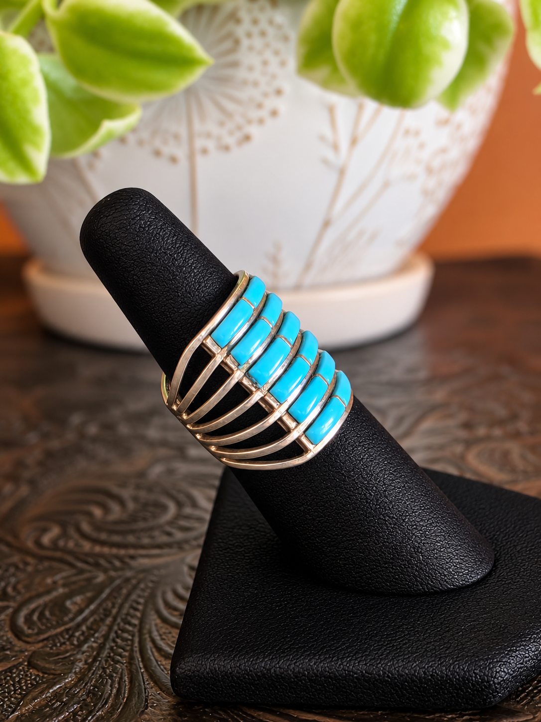 Kingman Turquoise Inlay Band Ring