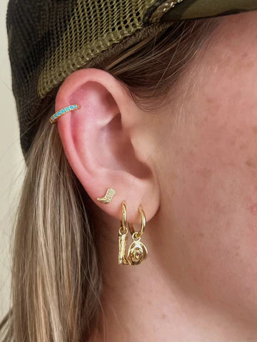 18k Gold Overlay Hat Hugging Earrings