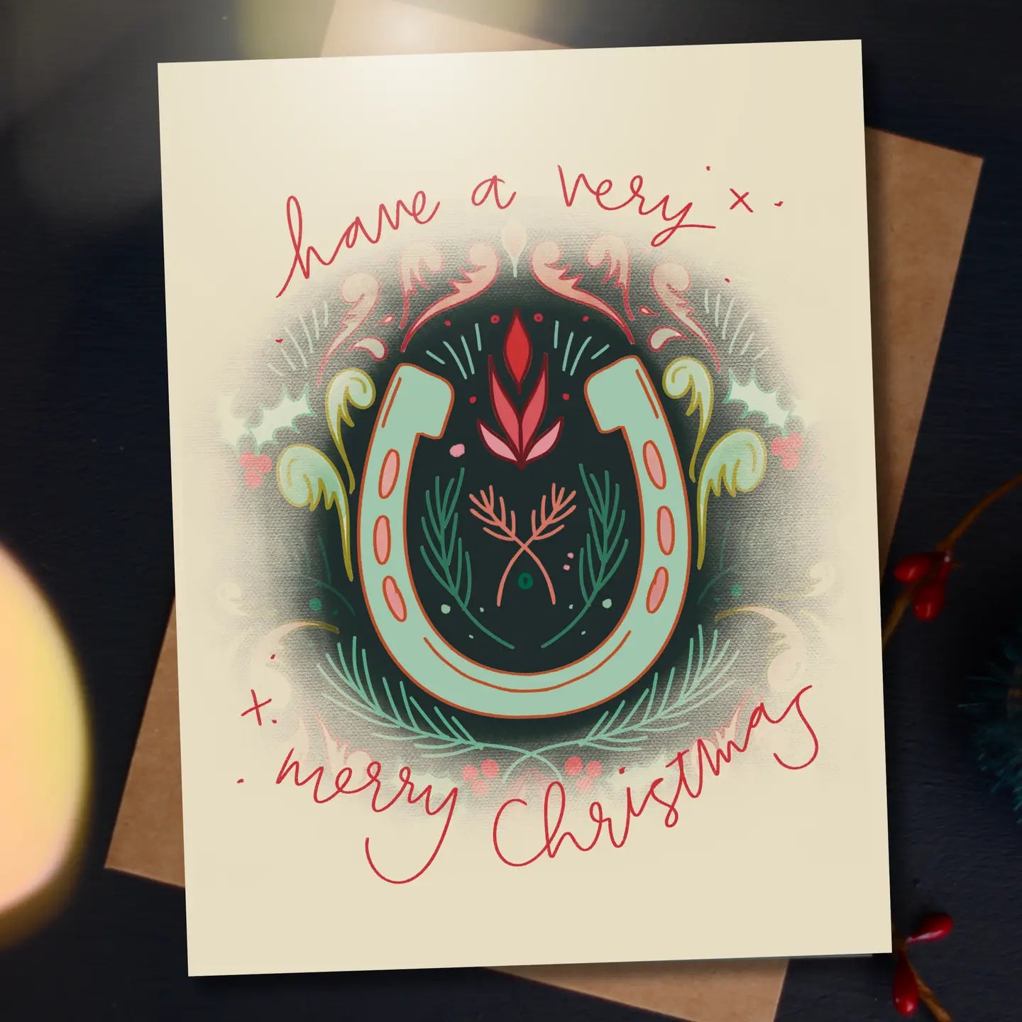 Western Horseshoe Christmas Card