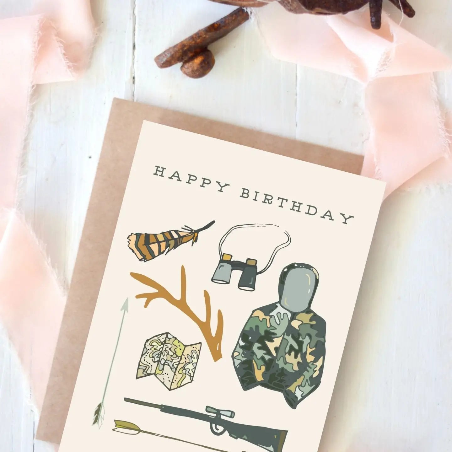 Happy Birthday Hunter Card, Western Greeting Card