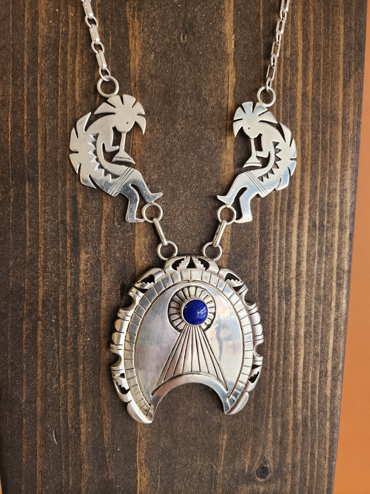 Navajo Johnathan Nez Sterling Silver Lapis Necklace