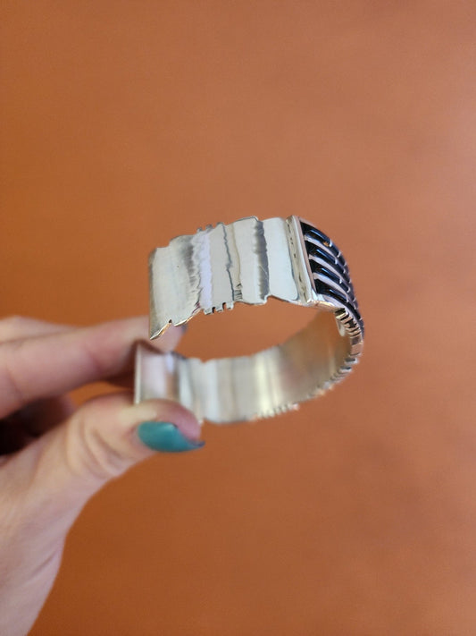 Sheldon Lalio Jet Inlay cuff bracelet side view