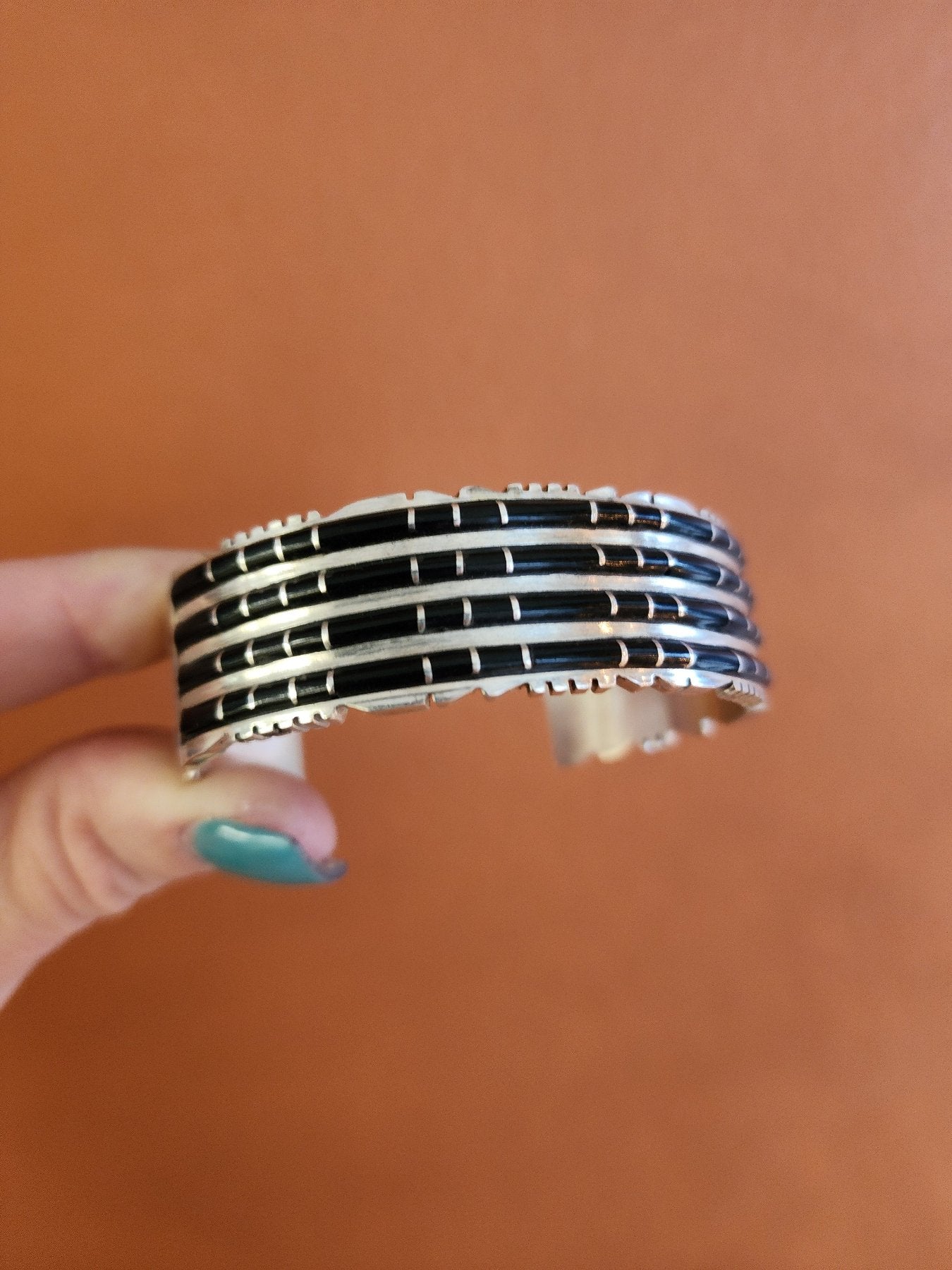 Sheldon Lalio Jet Inlay cuff bracelet top view