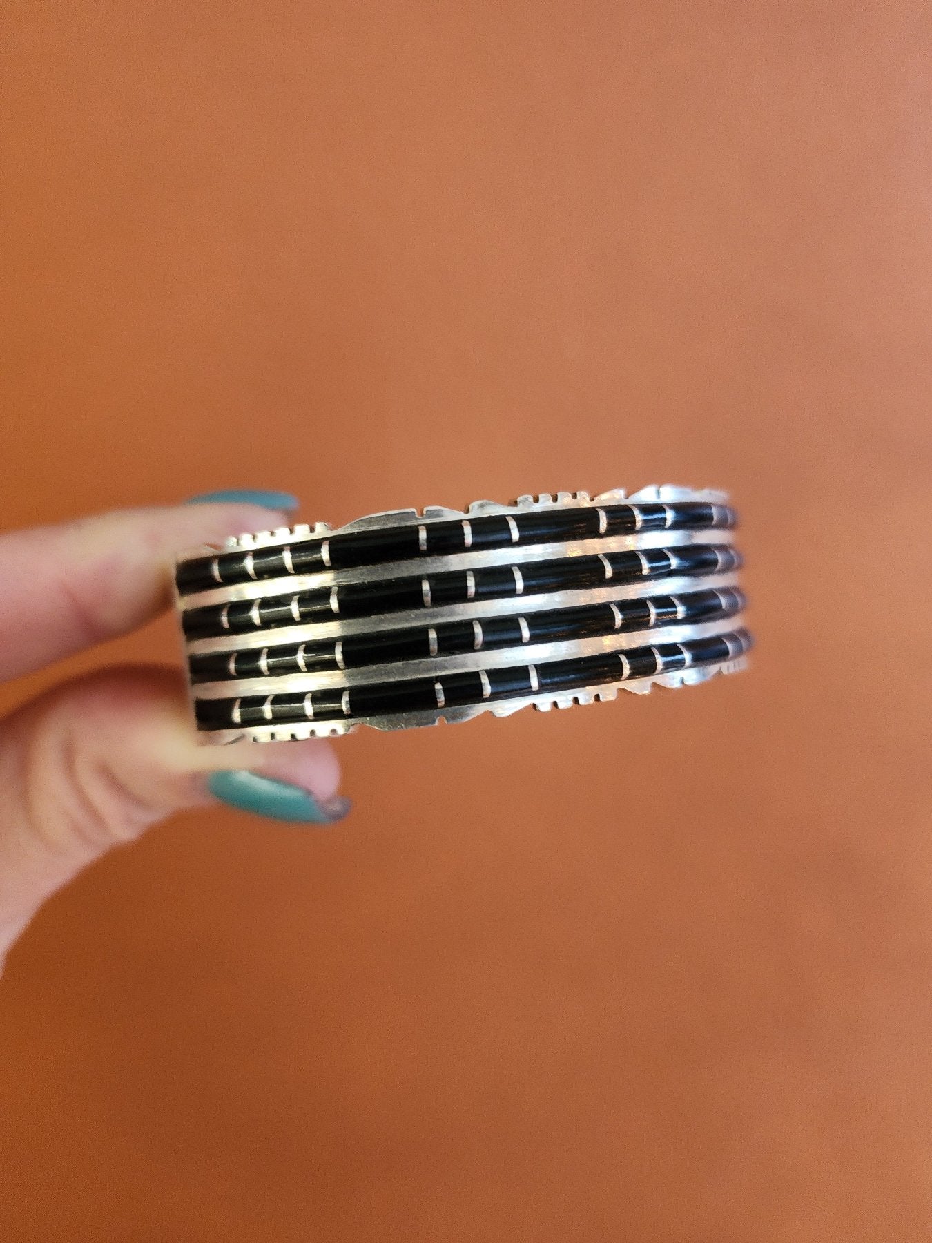 Sheldon Lalio Jet Inlay cuff bracelet top view