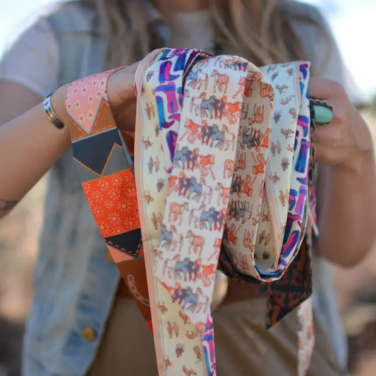 Silk Blend Saddle Club Cowgirl Twilly Scarf