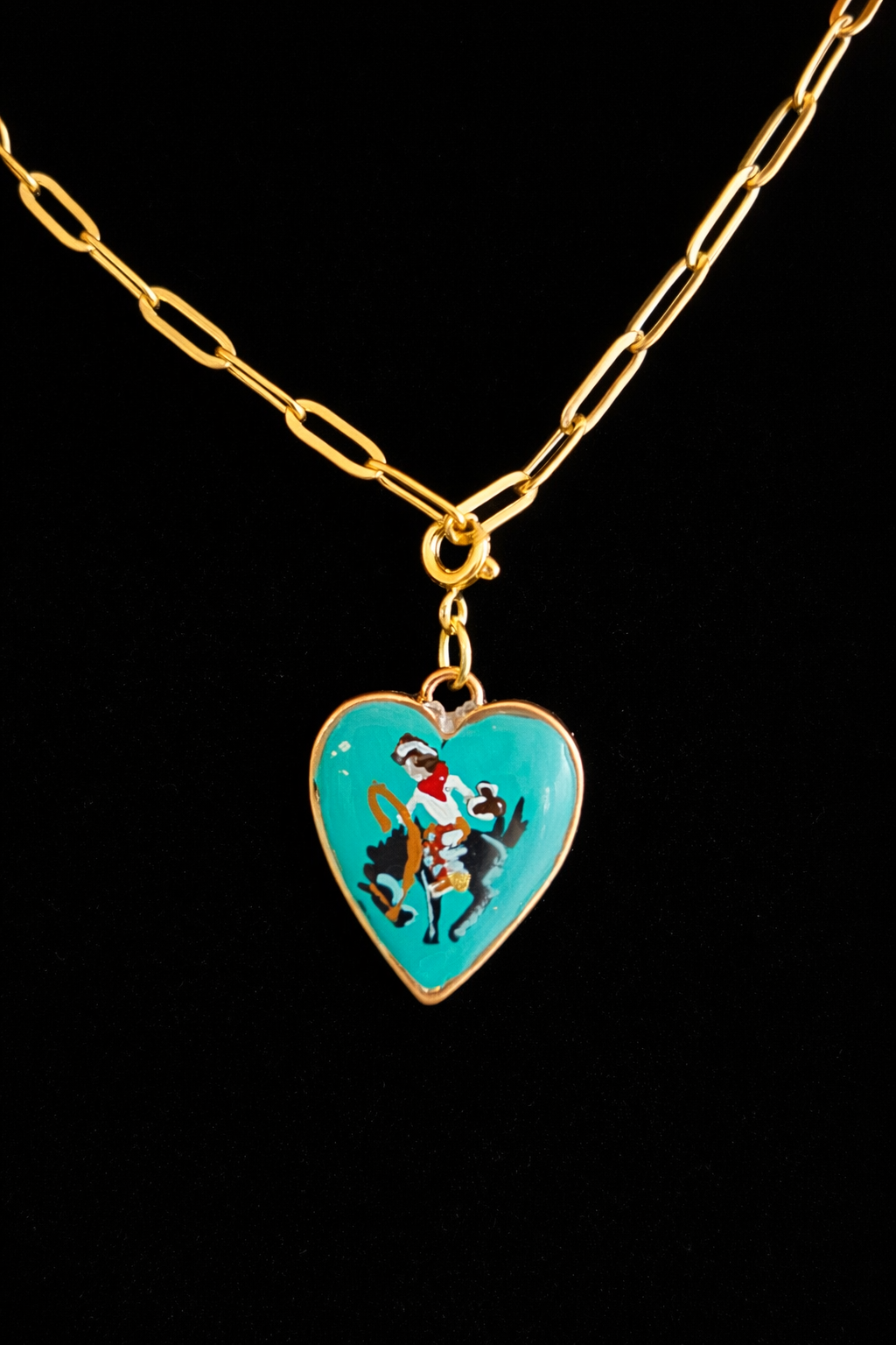 Hand Painted Western Heart Charms