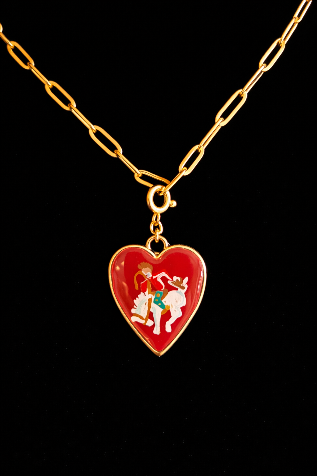 Hand Painted Western Heart Charms