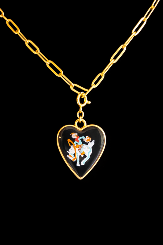 Hand Painted Western Heart Charms