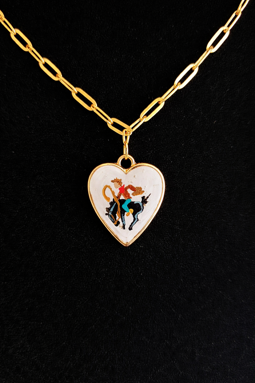 Hand Painted Western Heart Charms