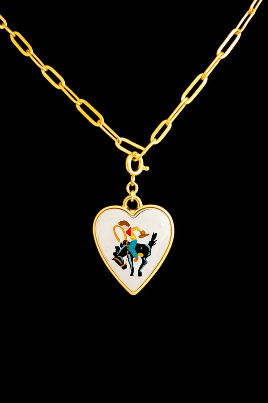 Hand Painted Western Heart Charms