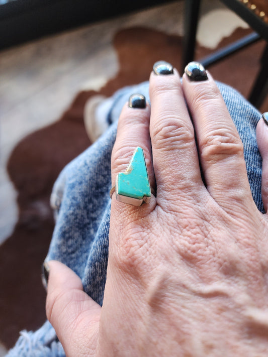 Turquoise Lightning Bolt Ring - Adjustable