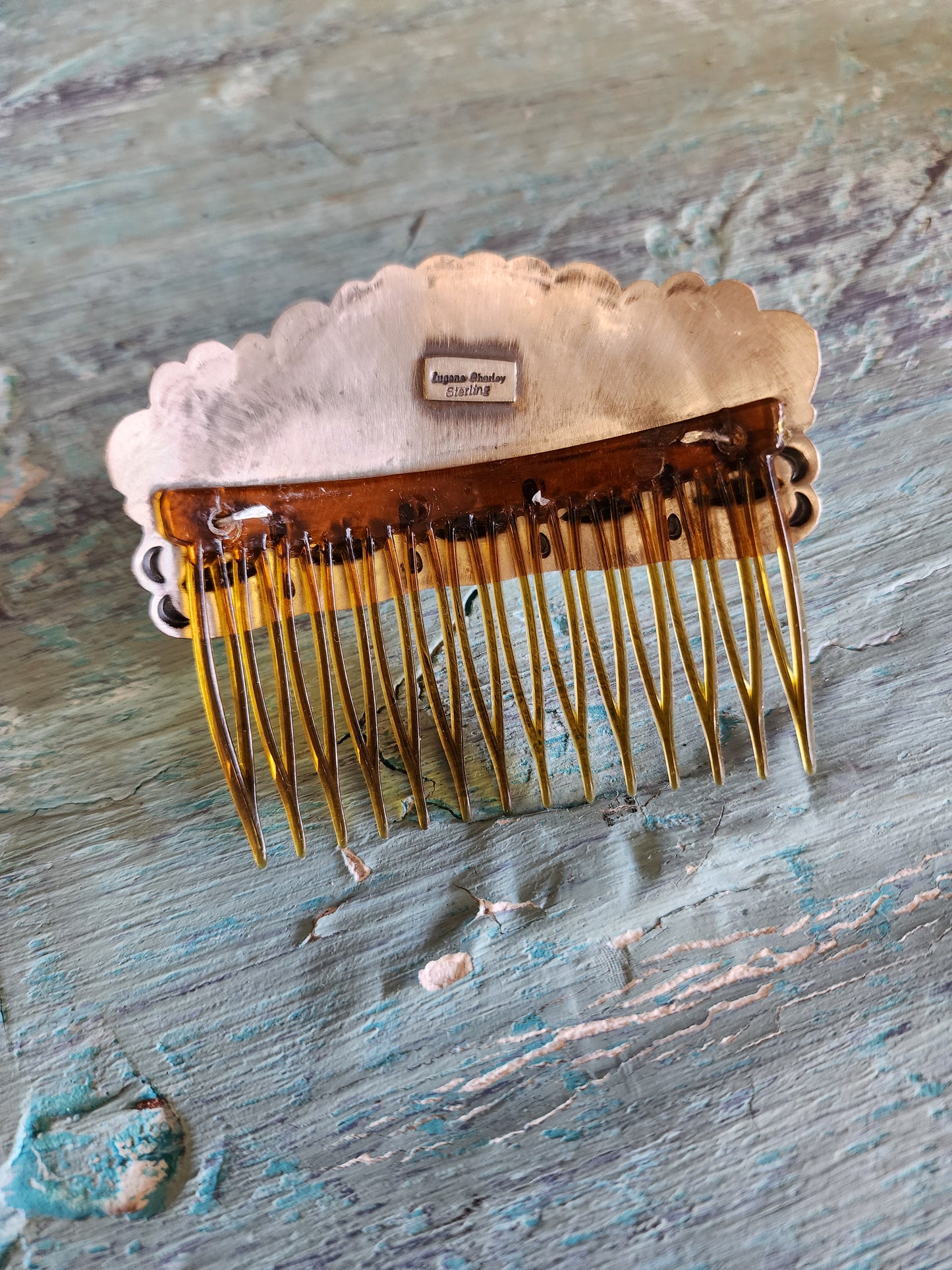 Eugene Charley Sterling Silver Concho Hair Comb