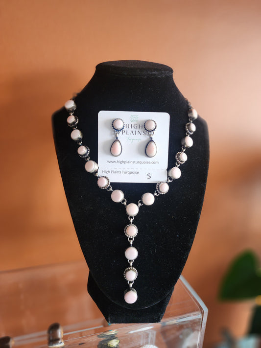 Pink Conch & Sterling Silver Statement Set