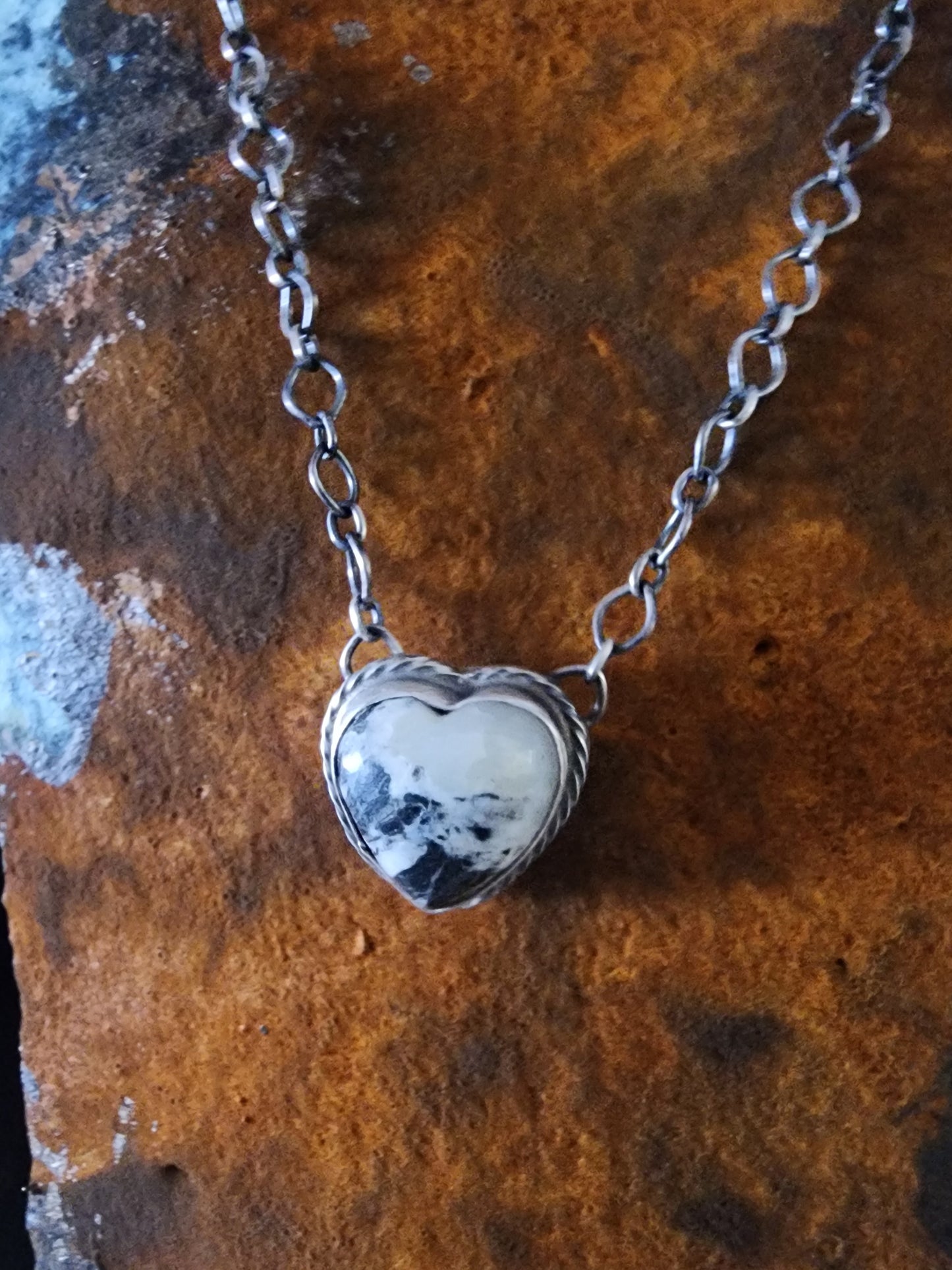 Petite White Buffalo Heart Necklace - 18