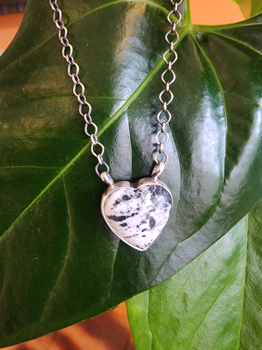 White Buffalo Heart Necklace - 18"