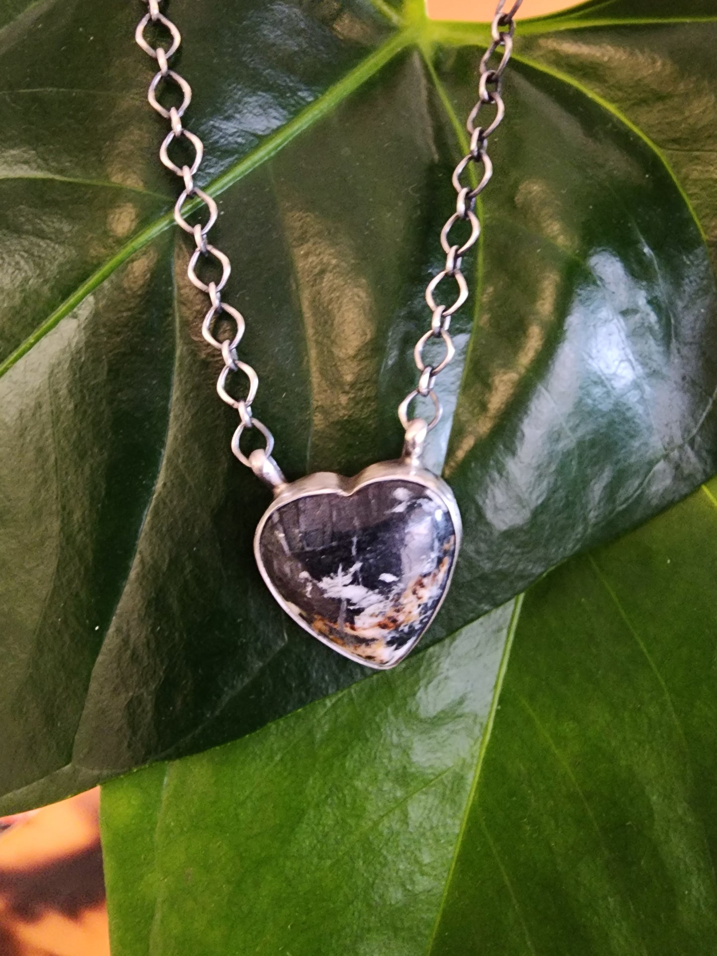 White Buffalo Heart Necklace - 18"