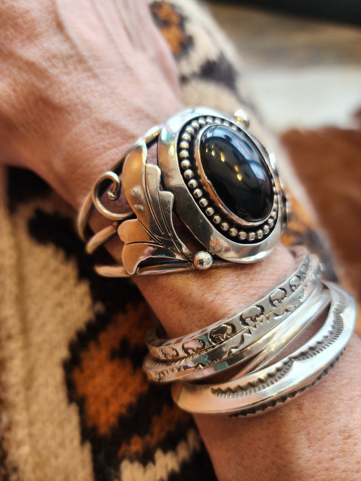 Sterling Silver Black Onyx Cuff Bracelet