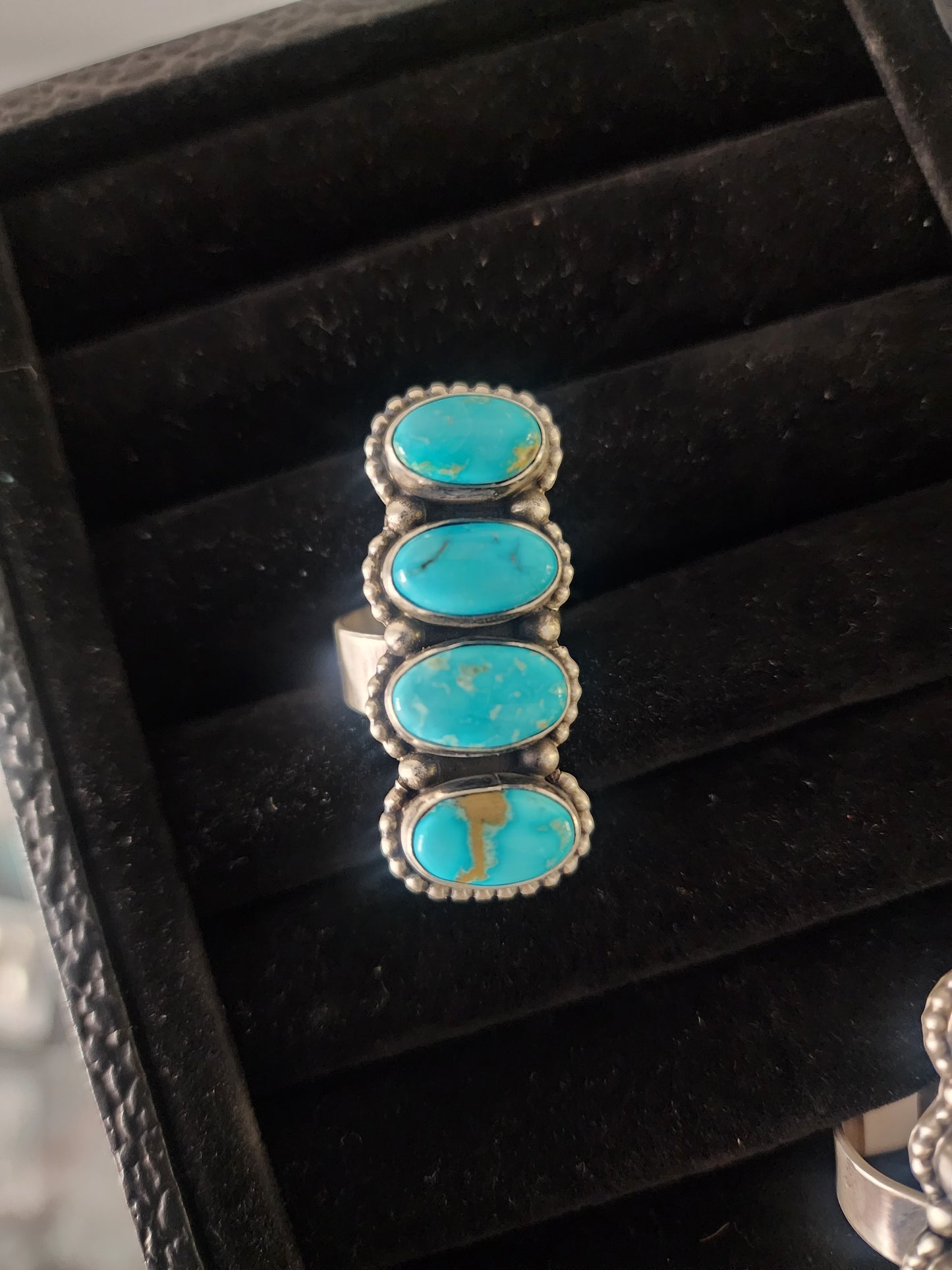 4-Stone Kingman Turquoise Ring - Adjustable