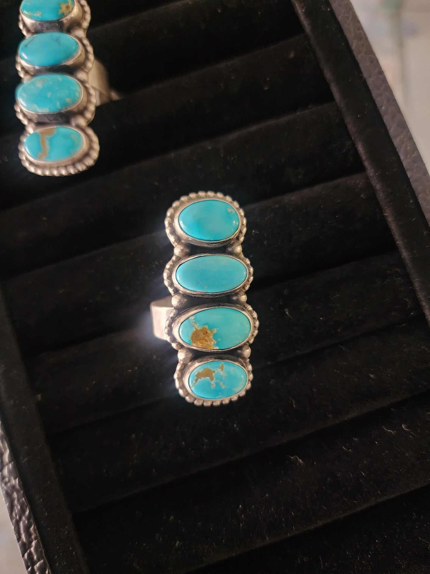 4-Stone Kingman Turquoise Ring - Adjustable