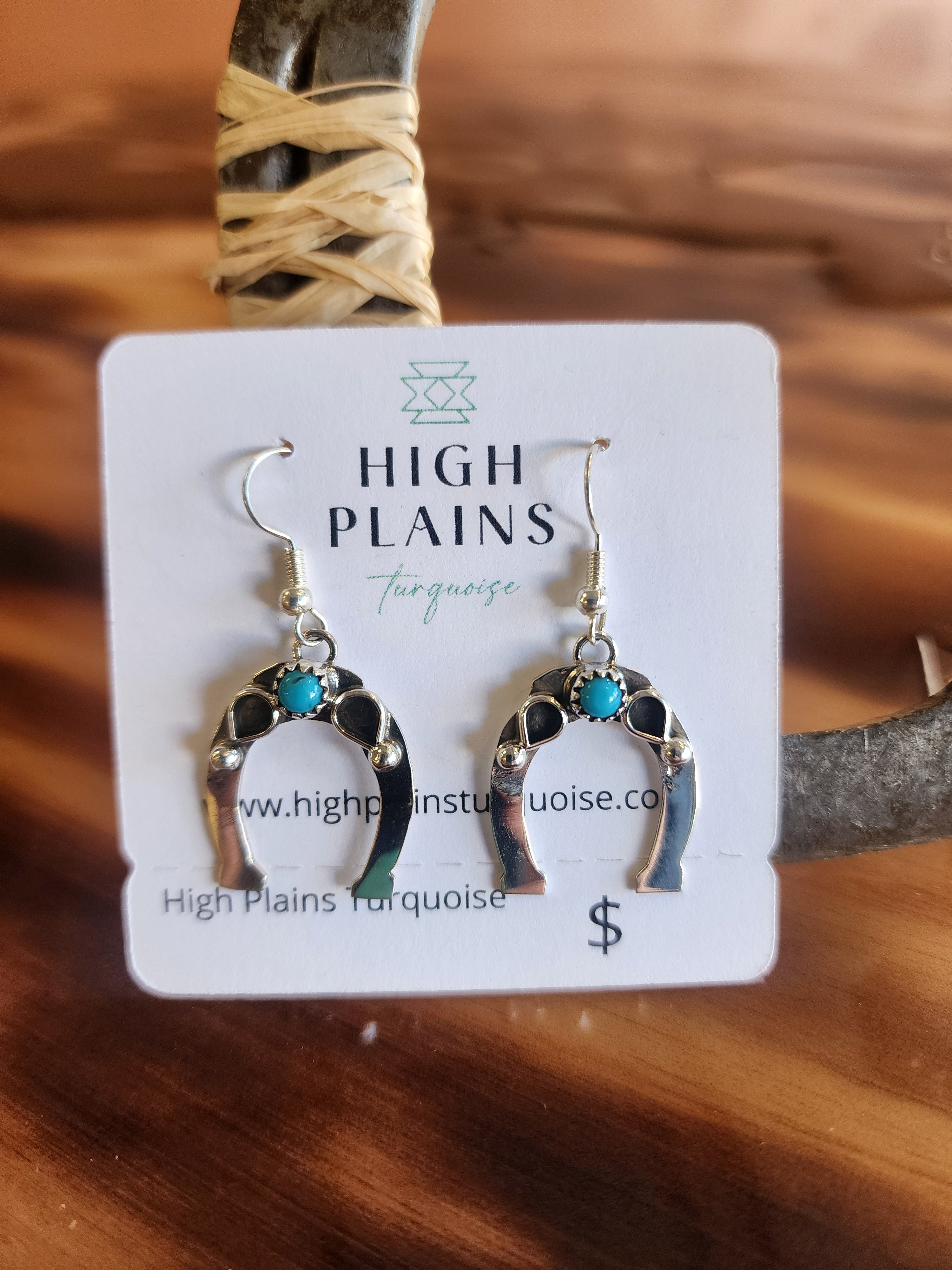 Sandra Parkett Sterling Silver Horseshoe Earrings w/Kingman Turquoise