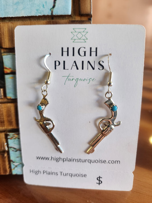 Lorraine Chee Sterling Silver Pistol Earrings w/Turquoise accents