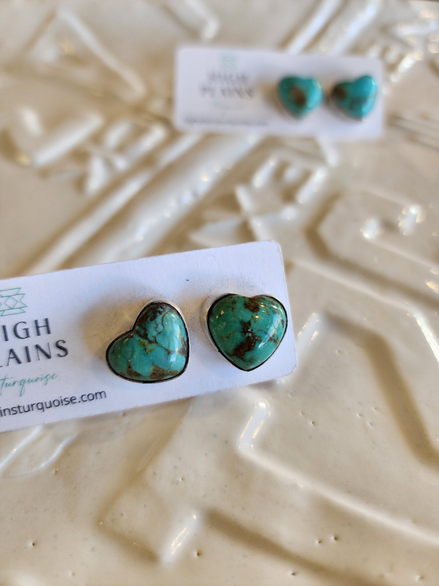 Elouise Kee Kingman Turquoise Puffy Heart Earrings