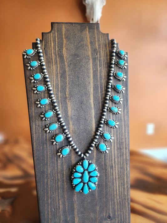 Kingman Turquoise Squash Style Necklace