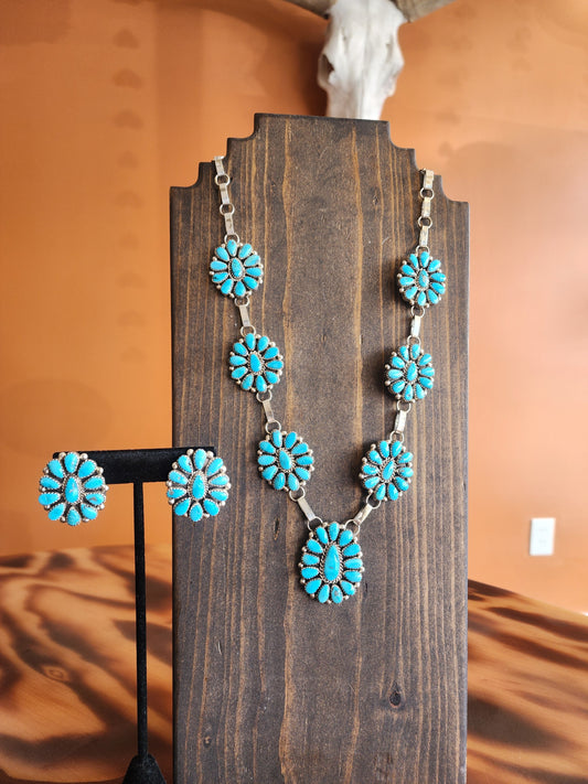 Natural Sleeping Beauty Turquoise Statement Necklace & Earring Set