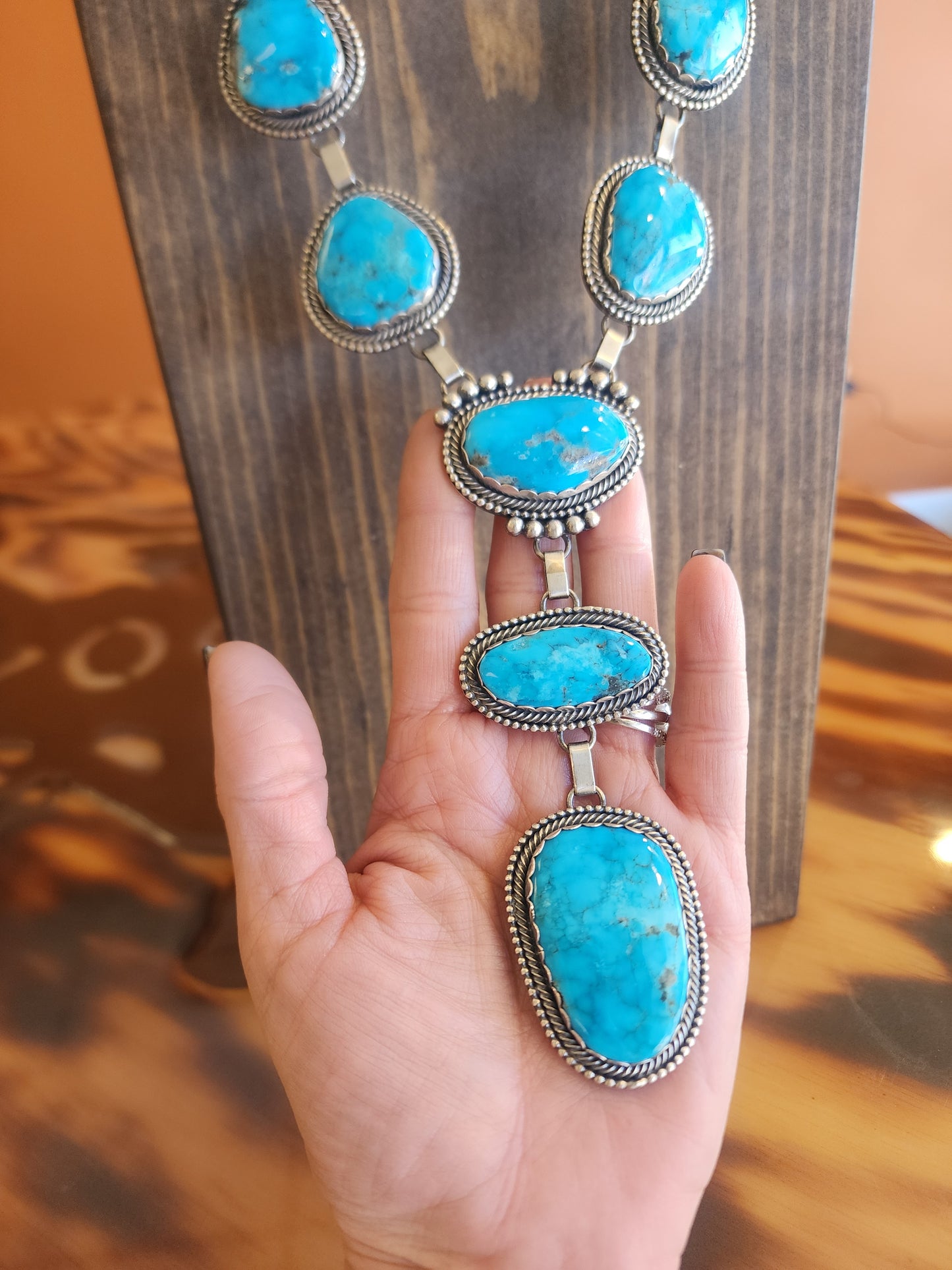 High-Grade Large Stone Kingman Turquoise Statement Necklace