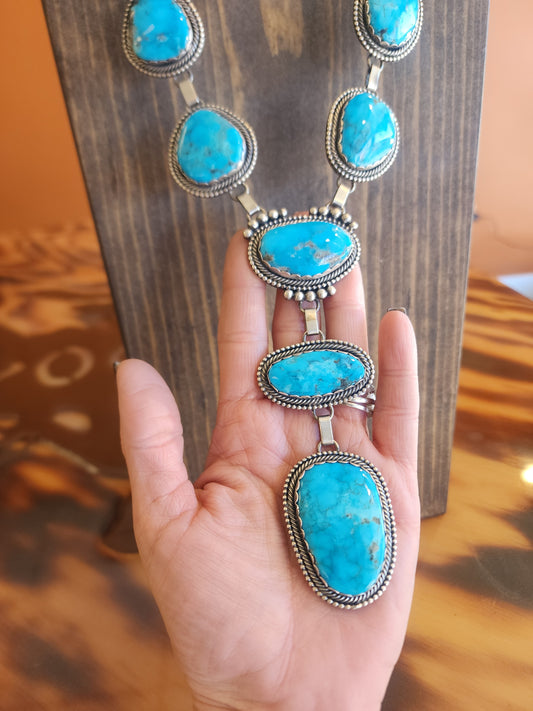 High-Grade Large Stone Kingman Turquoise Statement Necklace