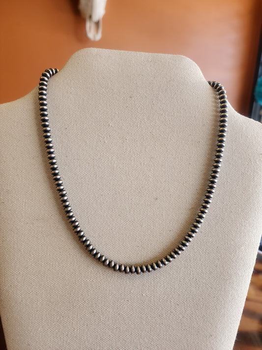 5mm Sterling Silver Saucer Style Beaded Necklace - 18"