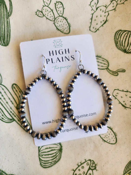 Sterling Silver Beaded Hoop Earrings