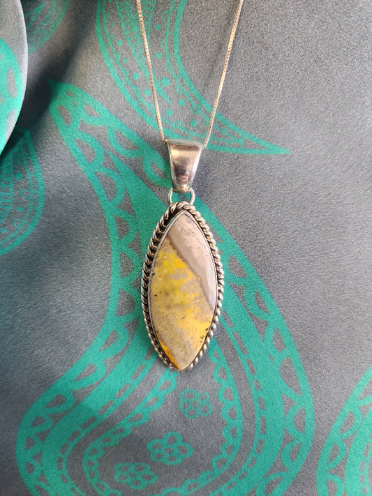 Bumblebee Jasper Pendant Necklace - 18"