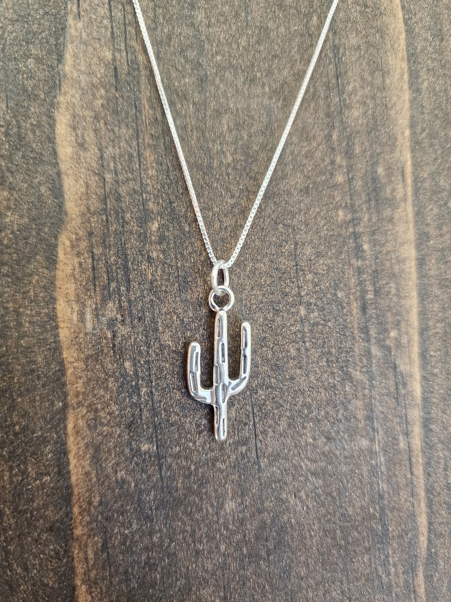 Sterling Silver Saguaro Cactus Pendant Necklace - 18"