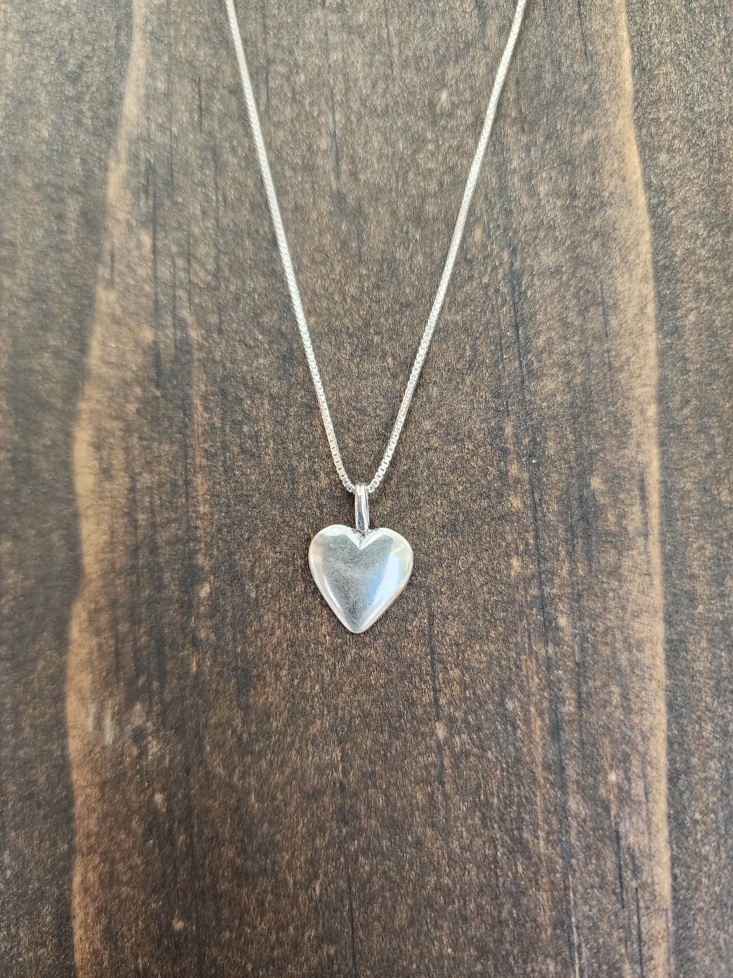 Sterling Silver Solid Heart Pendant Necklace