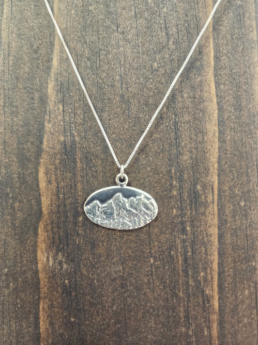 Sterling Silver Grand Tetons Pendant Necklace - 18"