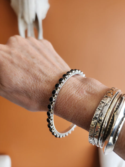 35-Stone Black Onyx Bangle