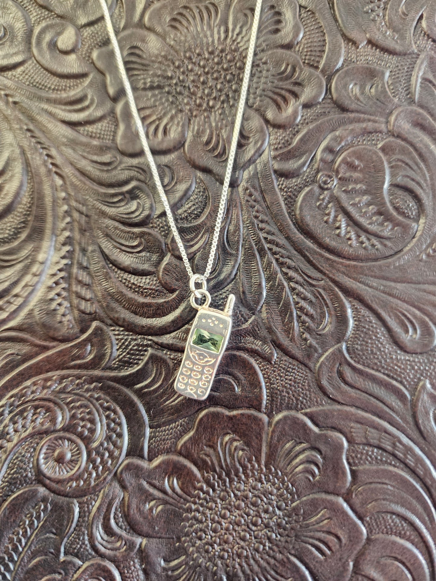 Sterling Silver Cell Phone Pendant Necklace - 18"