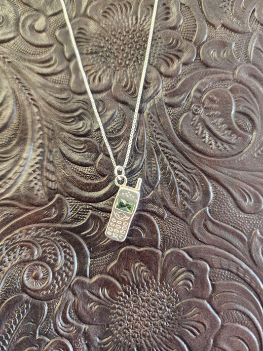 Sterling Silver Cell Phone Pendant Necklace
