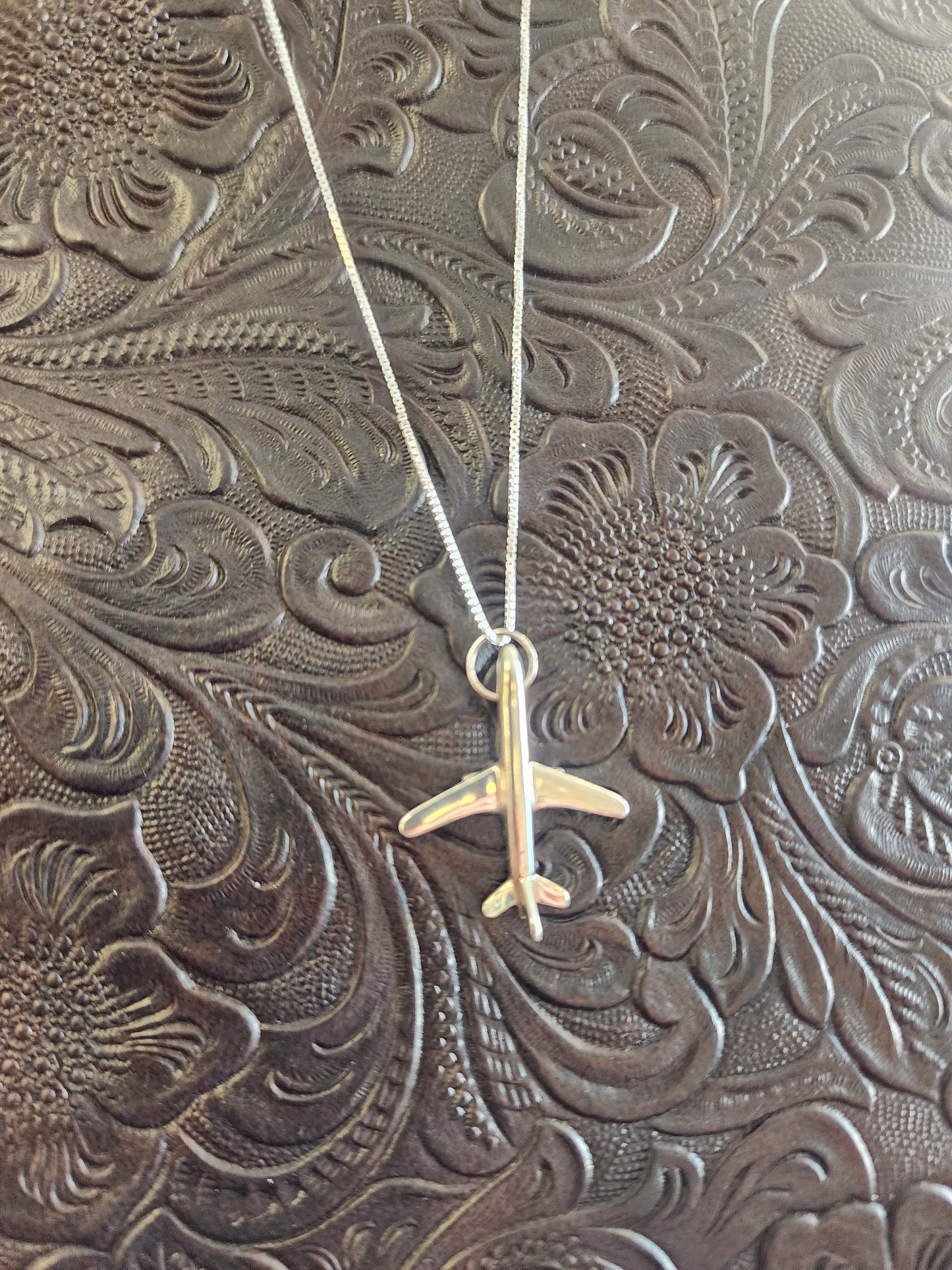 Sterling Silver Airplane Pendant Necklace - 18"