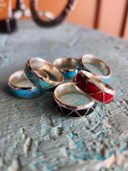 Navajo made Sterling Silver Inlay Ring