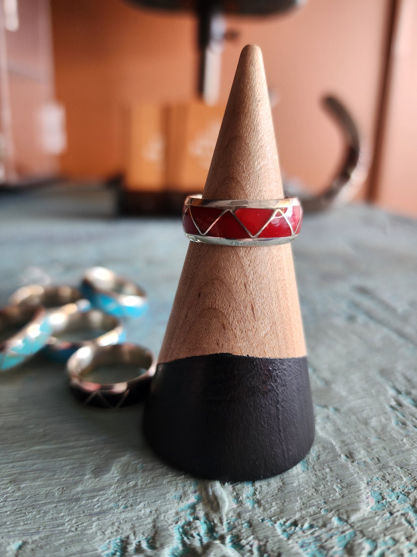 Navajo made Sterling Silver Inlay Ring