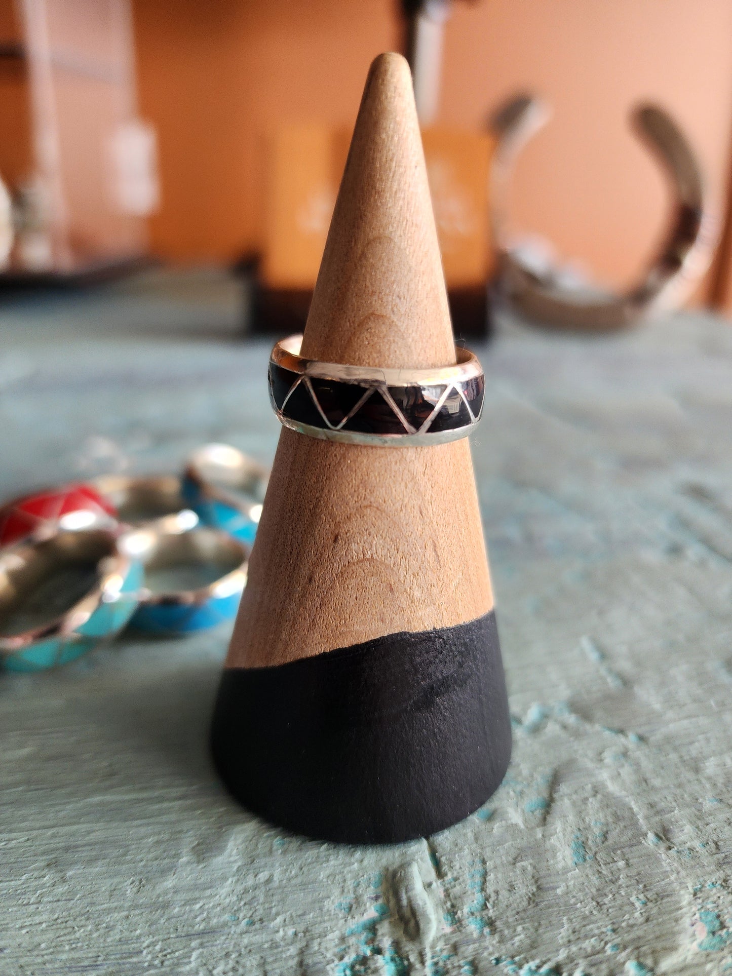 Navajo made Sterling Silver Inlay Ring