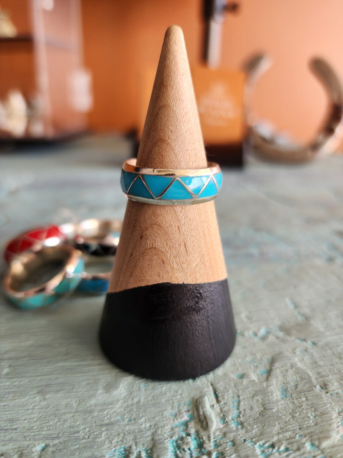 Navajo made Sterling Silver Inlay Ring