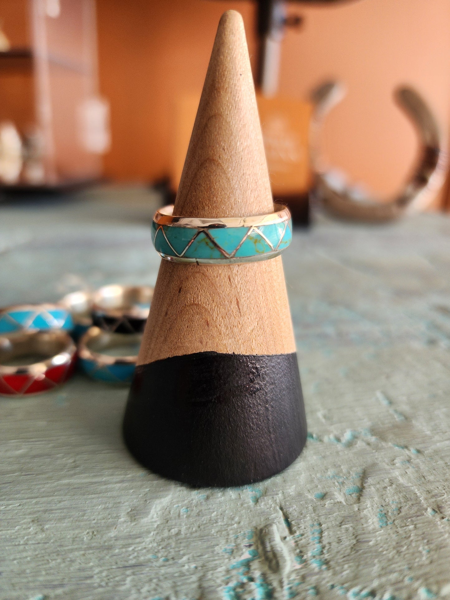 Navajo made Sterling Silver Inlay Ring